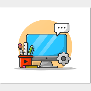 Web Development And SEO Cartoon Vector Icon Illustration Posters and Art